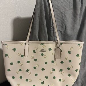 Coach Ivory City Tote with Green Apple Design